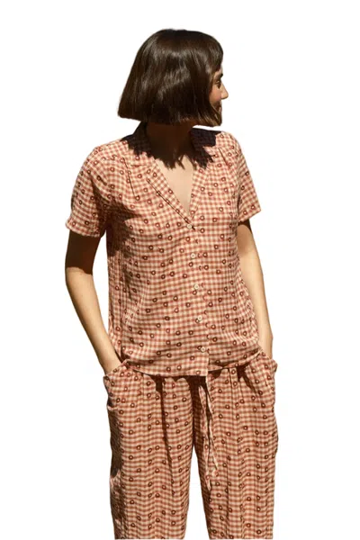 Ace & Jig Tasi Notched Collar Button-up Shirt In Brown