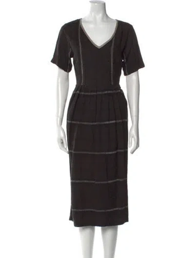 Pre-owned Ace & Jig V-neck Midi Length Dress In Black