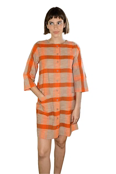 Ace & Jig Whit Button Front Mini Shift Dress In Orange