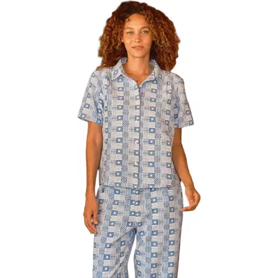 Ace & Jig Winnie Button-up Foldover Collar Blouse In Blue