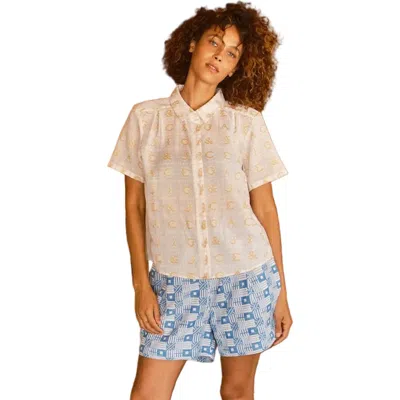 Ace & Jig Winnie Button-up Foldover Collar Blouse In Multi