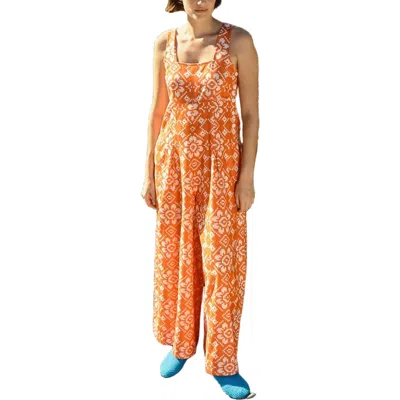 Ace & Jig Zoe Square Neck Wide Leg Jumpsuit In Orange