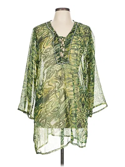 Pre-owned Ace Fashion 3/4 Sleeve Blouse In Green
