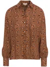 Ace Harper The Jenna Abstract-print Silk Blouse In Orange