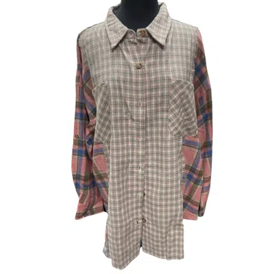 Ace Trading Plaid Shirt In Pink In Beige