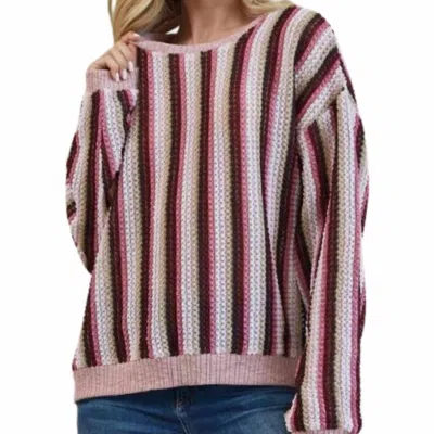 Ace Trading Striped Sweater In Mauve In Pink