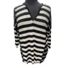 ACE TRADING STRIPED V-NECK TOP IN BLACK AND WHITE