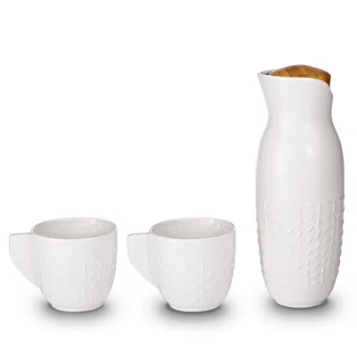 Acera Footprint Carafe Set- Cup With Handles - White