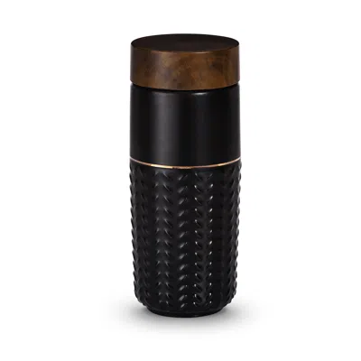 Acera Gold / Black One-o-one / Flying To The Clouds Gold Ceramic Tumbler - Black & Golden Line Hand- Black
