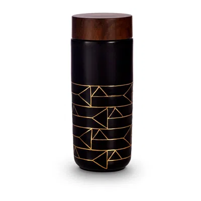 Acera Gold / Black / Silver The Alchemical Signs Gold Ceramic Travel Mug /horizontal-black, Gold
