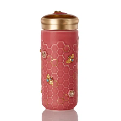 Acera Gold / Pink / Purple Honeybee Travel Mug With Crystals - Gold, Pink & Purple In Red