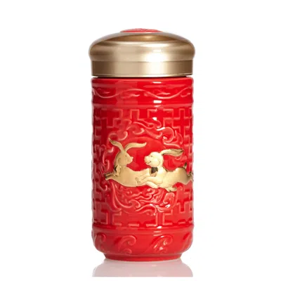 Acera Gold / Red The Jade Rabbit Tumbler - Red With Gold Rabbits