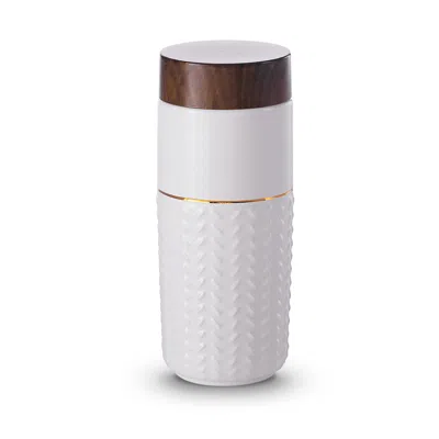 Acera Gold / White One-o-one / Flying To The Clouds Gold Ceramic Tumbler - White & Golden Line Hand- Gold,