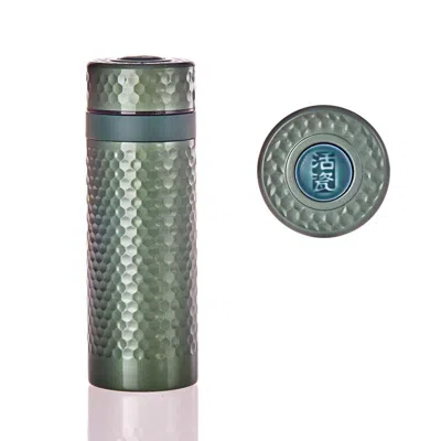 Acera Green / Brown Harmony Stainless Steel With Ceramic Core Travel Mug  - Pine Green With Matte Blue Cre