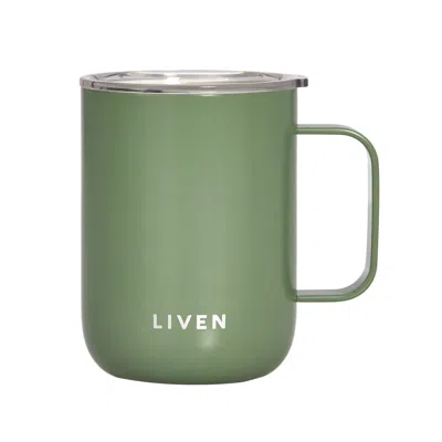 Acera Liven Glow™ Ceramic-coated Stainless Steel Camp Mug - Olive Green