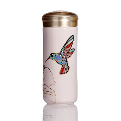 Acera Pink / Purple The Hummingbird Travel Mug - Pink And Hand- Painted Multicolor Bird In Neutral