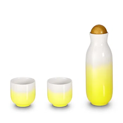 Acera White / Yellow / Orange Bloom Carafe Set - Tea Cups - White, Yellow & Orange
