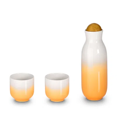 Acera Yellow / Orange Bloom Carafe Set - Tea Cups - Orange Ombre In Multi