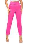 A.c.g. Los Angeles Ankle Slim Fit Cigarette Pants With Belt In Hot Pink In Pink