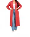 A.c.g. Los Angeles Clover Fine Knit Midi Cardi Cardigan With Pockets In Red In Red