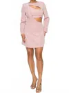 A.c.g. Los Angeles Elegant Cut Out In Long Sleeve Mini Dress In Mauve In Pink
