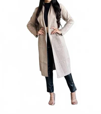 A.c.g. Los Angeles Long Sleeve & Pockets Loose Fit Solid Cardigan In Beige In Gray
