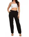 A.c.g. Los Angeles Mid Rise Dressy Pants With Pockets On Sides In Black In White
