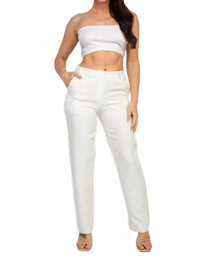 A.c.g. Los Angeles Mid Rise Dressy Pants With Pockets On Sides In Ivory In White