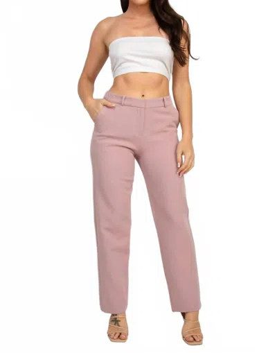 A.c.g. Los Angeles Mid Rise Dressy Pants With Pockets On Sides In Mauve In Pink