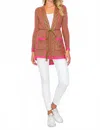 A.c.g. Los Angeles Open Wool Cardigan With Belt String & Front Pocket In Pink In Pink