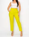 A.c.g. Los Angeles Women's Ankle Slim Fit Cigarette Pants With Belt In Lemon In Yellow