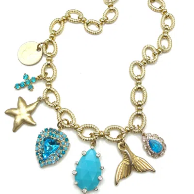 Achala Handcrafted Women's Azure Tides Summer Charm Necklace In Blue