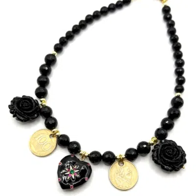 Achala Handcrafted Women's Black / Gold Magali Onyx Necklace In Multi