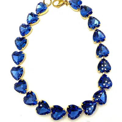 Achala Handcrafted Women's Blue Sapphire Crystal Heart Shaped Necklace