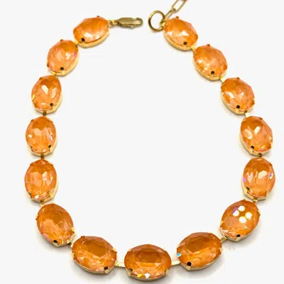 Achala Handcrafted Women's Bright Orange Short Crystal Necklace