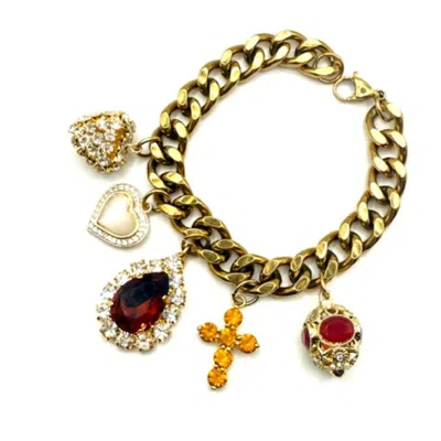 Achala Handcrafted Women's Brown / Gold Elegant Cuban Charrm Necklace In Multi