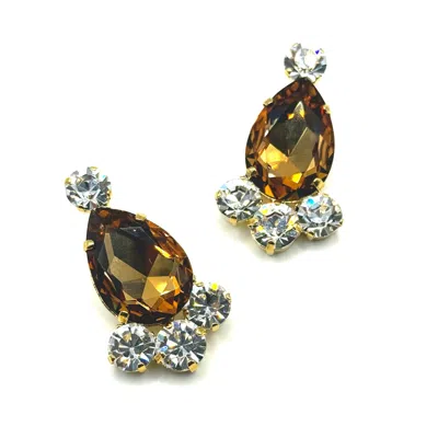 Achala Handcrafted Women's Brown / Neutrals Hollywood Topaz Crystal Earrings In Metallic