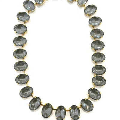 Achala Handcrafted Women's Dark Grey Ignite Oval Crystals Necklace In Gray
