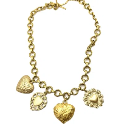 Achala Handcrafted Women's Gold Heart Charm Necklace