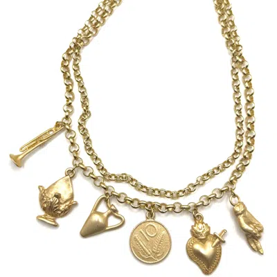 Achala Handcrafted Women's Gold Mediterranean Heritage Charm Necklace