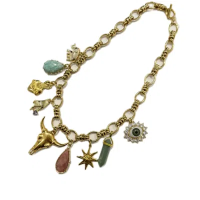 Achala Handcrafted Women's Gold / Neutrals Bull Charm Necklace