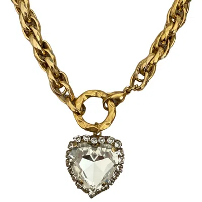 Achala Handcrafted Women's Gold / Neutrals Crystal Heart Pendant