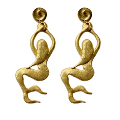 Achala Handcrafted Women's Gold Sculptural Mermaid Earrings