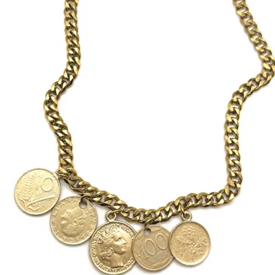 Achala Handcrafted Women's Gold Vintage Coin Chain Necklace