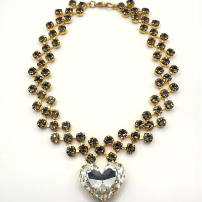 Achala Handcrafted Women's Grande Cuore Grey Crystal Beaded Necklace In Gray