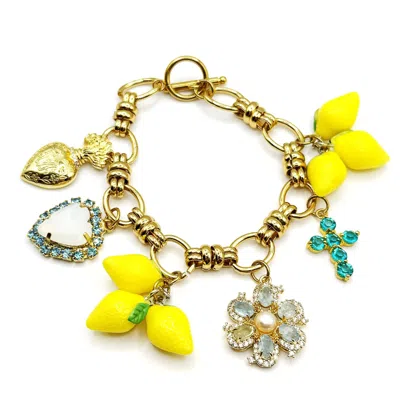 Achala Handcrafted Women's Lemon Charm Bracelet In Yellow