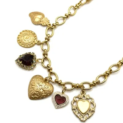 Achala Handcrafted Women's Neutrals / Purple / Gold Magali Elegant Charm Necklace In Multi