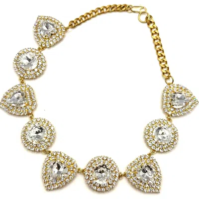 Achala Handcrafted Women's Neutrals / White Barbara Crystal Embelished Necklace