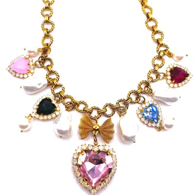 Achala Handcrafted Women's Pink Barbie Heart Necklace