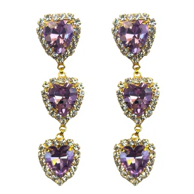 Achala Handcrafted Women's Purple / Gold Via Dell' Amore Violet Heart Earrings In Multi